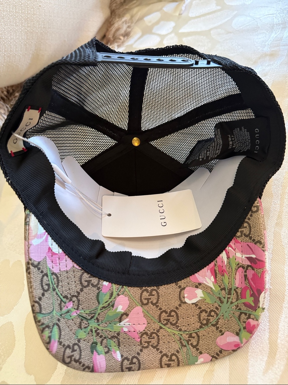Floral GG Canvas Baseball Cap Pink, Green & Coral - Picture 8 of 8